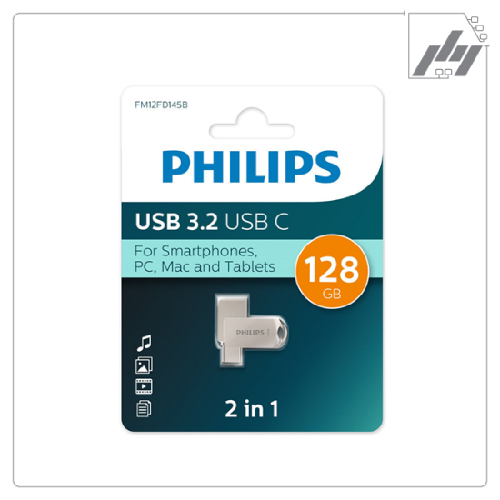 تصویر  فلش فیلیپس USB3.2/Type C مدل 2in1 ظرفیت 128 گیگابایت